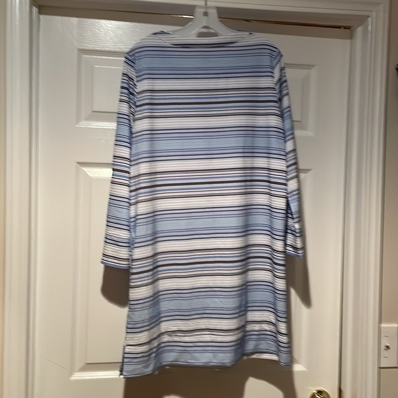 L.L. Bean Blue and White Striped V-Neck Dress - Picture 3 of 3